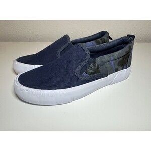 Thereabouts Slip On Blue Camo Memory Foam Canvas Sneakers Shoes Boys 2M